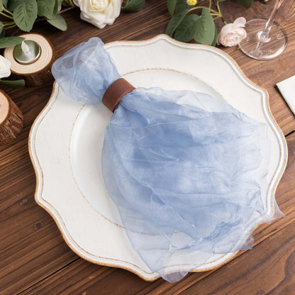 5 Pack Crinkled Organza 21"x21" Napkins Dusty Blue - Rustic Style Dinner & Party Napkins - Bell Racket Store