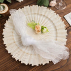 5 Pack Crinkled Organza 21"x21" Napkins White - Classy Rustic Style Dinner & Party Napkins - Bell Racket Store