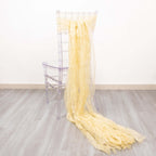 5 Pack Crinkled Organza Chair Sashes Champagne with Shimmer Chiffon Layers - Stylish Sheer Decor - Bell Racket Store