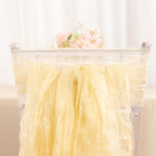 5 Pack Crinkled Organza Chair Sashes Champagne with Shimmer Chiffon Layers - Stylish Sheer Decor - Bell Racket Store
