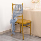 5 Pack Crinkled Organza Chair Sashes Dusty Blue with Shimmer Chiffon Layers - Stylish Sheer Decor - Bell Racket Store