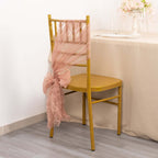5 Pack Crinkled Organza Chair Sashes Dusty Rose with Shimmer Chiffon Layers - Stylish Sheer Decor - Bell Racket Store