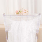 5 Pack Crinkled Organza Chair Sashes White with Shimmer Chiffon Layers - Stylish Sheer Decor for Weddings & Gatherings - Bell Racket Store