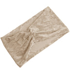 5 Pack Crushed Velvet Chair Bands Beige Wide Ruffle Style - Textured Chair Sashes for Stunning Event Decor - 8"x15" - Bell Racket Store