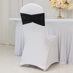 5 Pack Crushed Velvet Chair Bands Black Wide Ruffle Style - Textured Chair Sashes for Stunning Event Decor - 8"x15" - Bell Racket Store