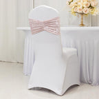 5 Pack Crushed Velvet Chair Bands Blush Wide Ruffle Style - Textured Chair Sashes for Stunning Event Decor - 8"x15" - Bell Racket Store