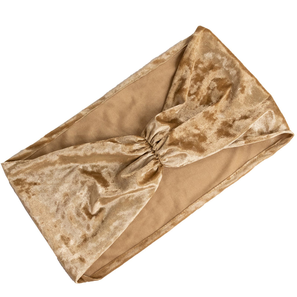 5 Pack Crushed Velvet Chair Bands Champagne Wide Ruffle Style - Textured Chair Sashes for Stunning Event Decor - 8"x15" - Bell Racket Store