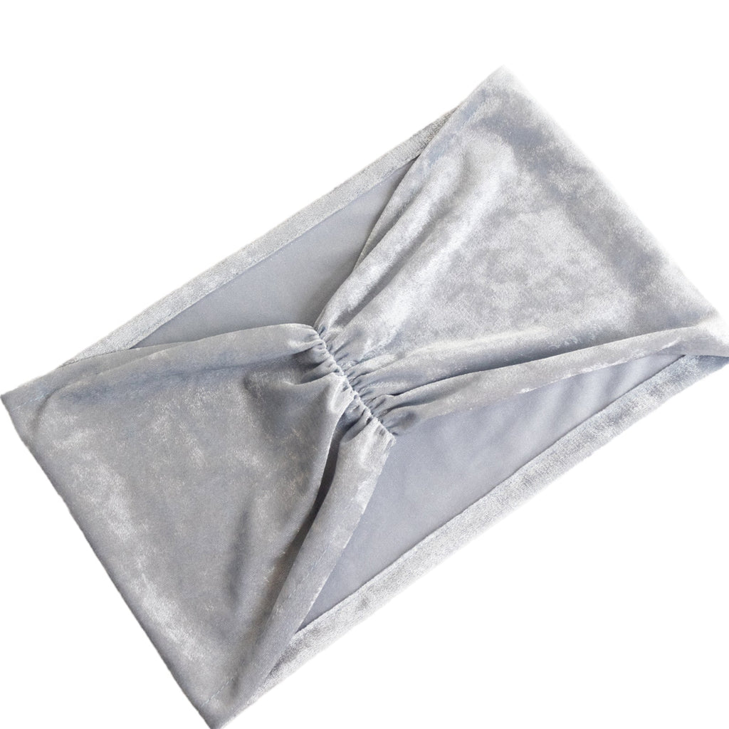 5 Pack Crushed Velvet Chair Bands Dusty Blue Wide Ruffle Style - Textured Chair Sashes for Stunning Event Decor - 8"x15" - Bell Racket Store