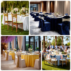 5 Pack Crushed Velvet Chair Bands Dusty Blue Wide Ruffle Style - Textured Chair Sashes for Stunning Event Decor - 8"x15" - Bell Racket Store