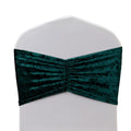 5 Pack Crushed Velvet Chair Bands Hunter Emerald Green Wide Ruffle Style - Textured Chair Sashes for Stunning Event Decor - 8"x15" - Bell Racket Store