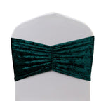 5 Pack Crushed Velvet Chair Bands Hunter Emerald Green Wide Ruffle Style - Textured Chair Sashes for Stunning Event Decor - 8"x15" - Bell Racket Store