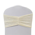 5 Pack Crushed Velvet Chair Bands Ivory Wide Ruffle Style - Textured Chair Sashes for Stunning Event Decor - 8"x15" - Bell Racket Store