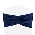 5 Pack Crushed Velvet Chair Bands Navy Blue Wide Ruffle Style - Textured Chair Sashes for Stunning Event Decor - 8"x15" - Bell Racket Store