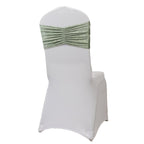 5 Pack Crushed Velvet Chair Bands Sage Green Wide Ruffle Style - Textured Chair Sashes for Stunning Event Decor - 8"x15" - Bell Racket Store