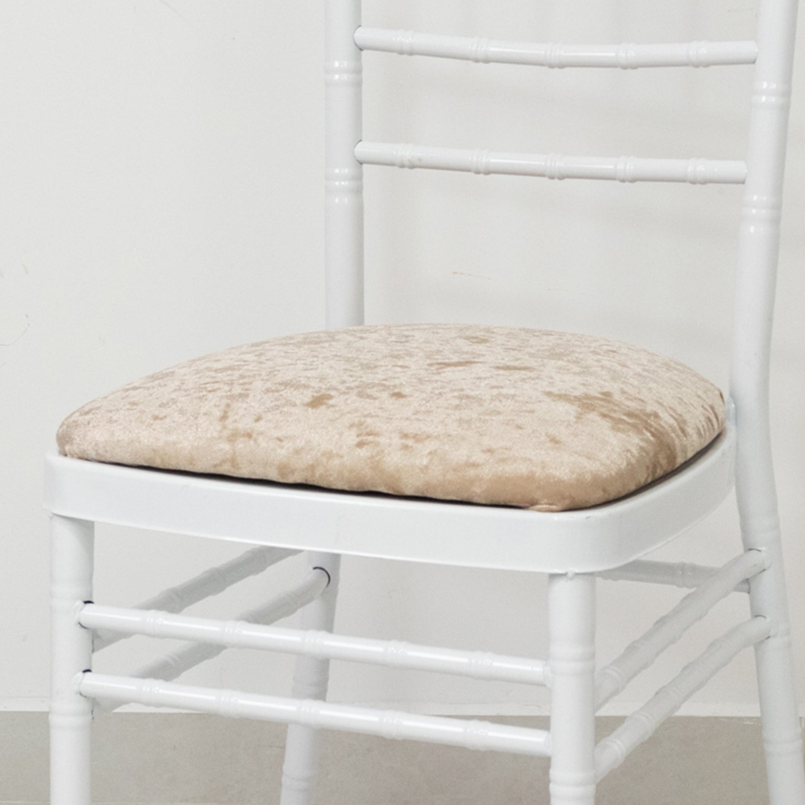 5 Pack Crushed Velvet Seat Pad Covers for Chiavari Chairs â€“ Beige Fitted Dining Chair Cushion Slipcovers, Washable & Reusable - Bell Racket Store