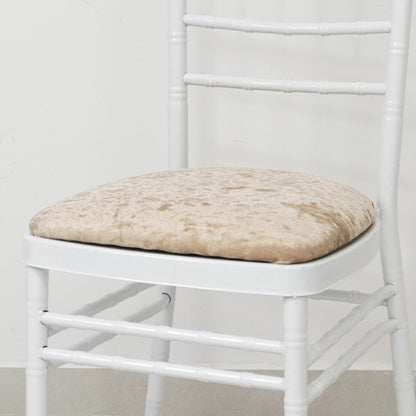 5 Pack Crushed Velvet Seat Pad Covers for Chiavari Chairs â€“ Beige Fitted Dining Chair Cushion Slipcovers, Washable & Reusable - Bell Racket Store