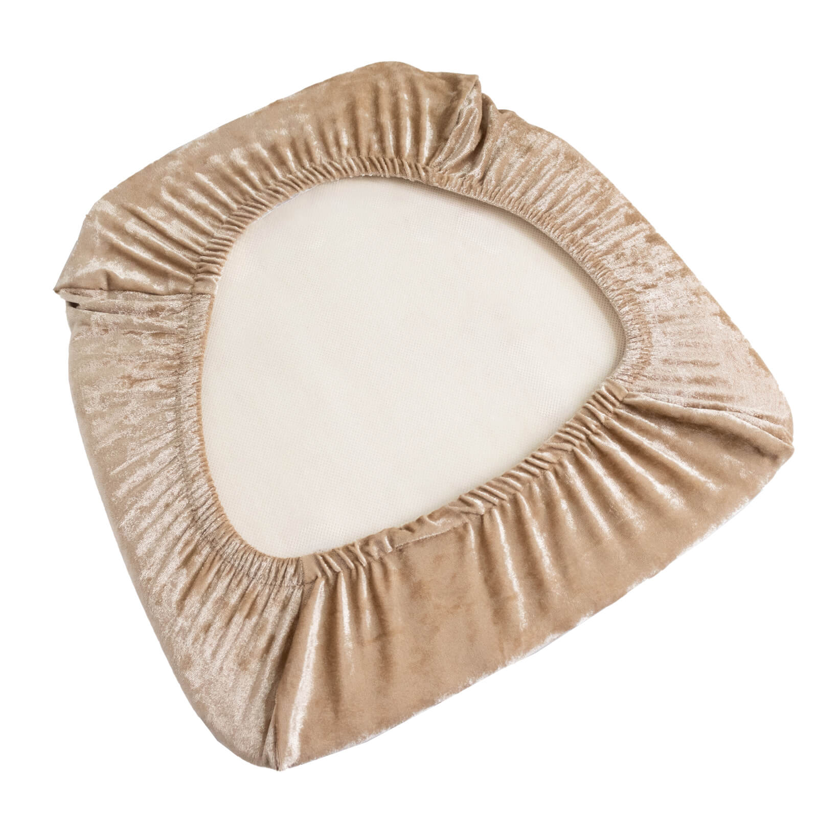 5 Pack Crushed Velvet Seat Pad Covers for Chiavari Chairs â€“ Beige Fitted Dining Chair Cushion Slipcovers, Washable & Reusable - Bell Racket Store