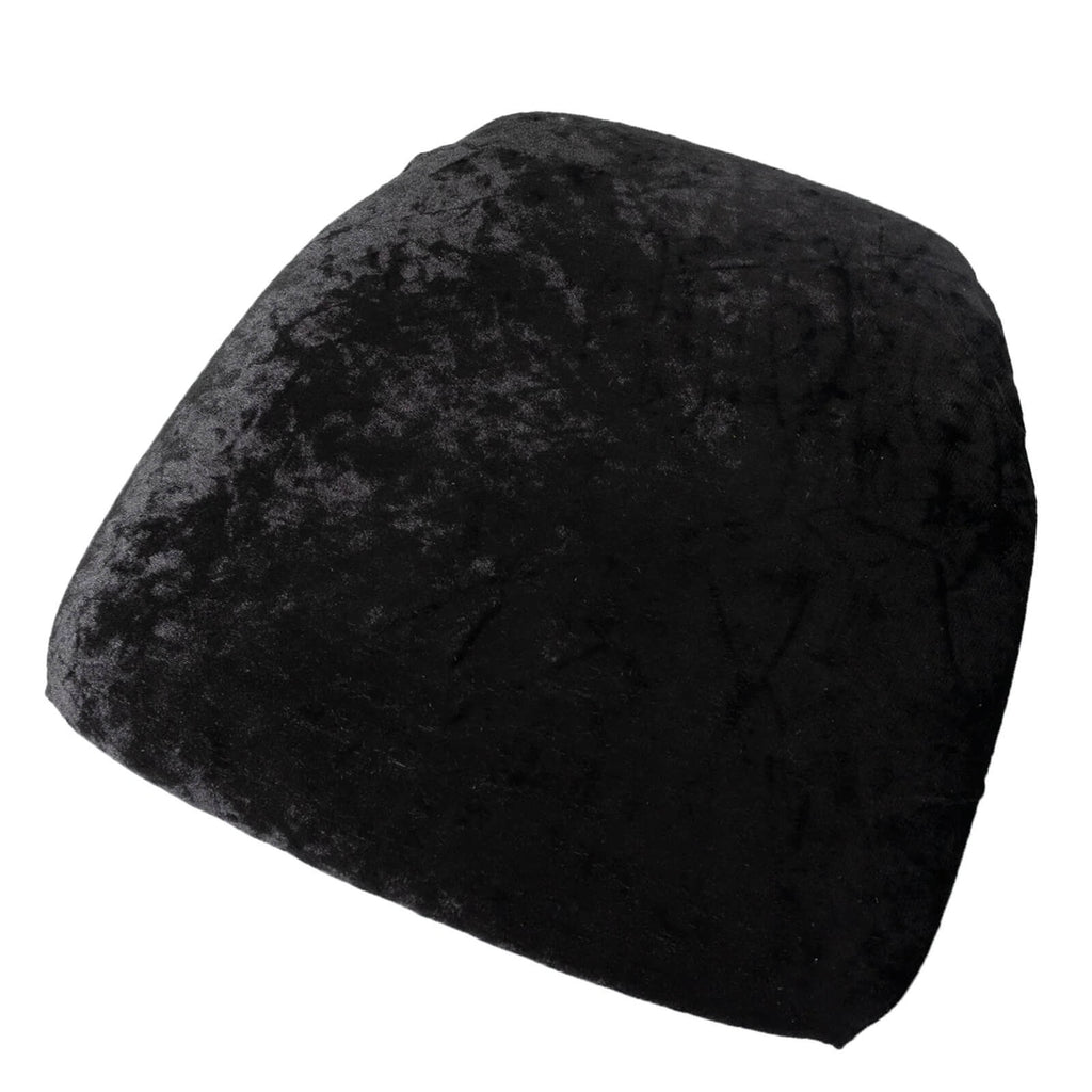 5 Pack Crushed Velvet Seat Pad Covers for Chiavari Chairs â€“ Black Fitted Dining Chair Cushion Slipcovers, Washable & Reusable - Bell Racket Store