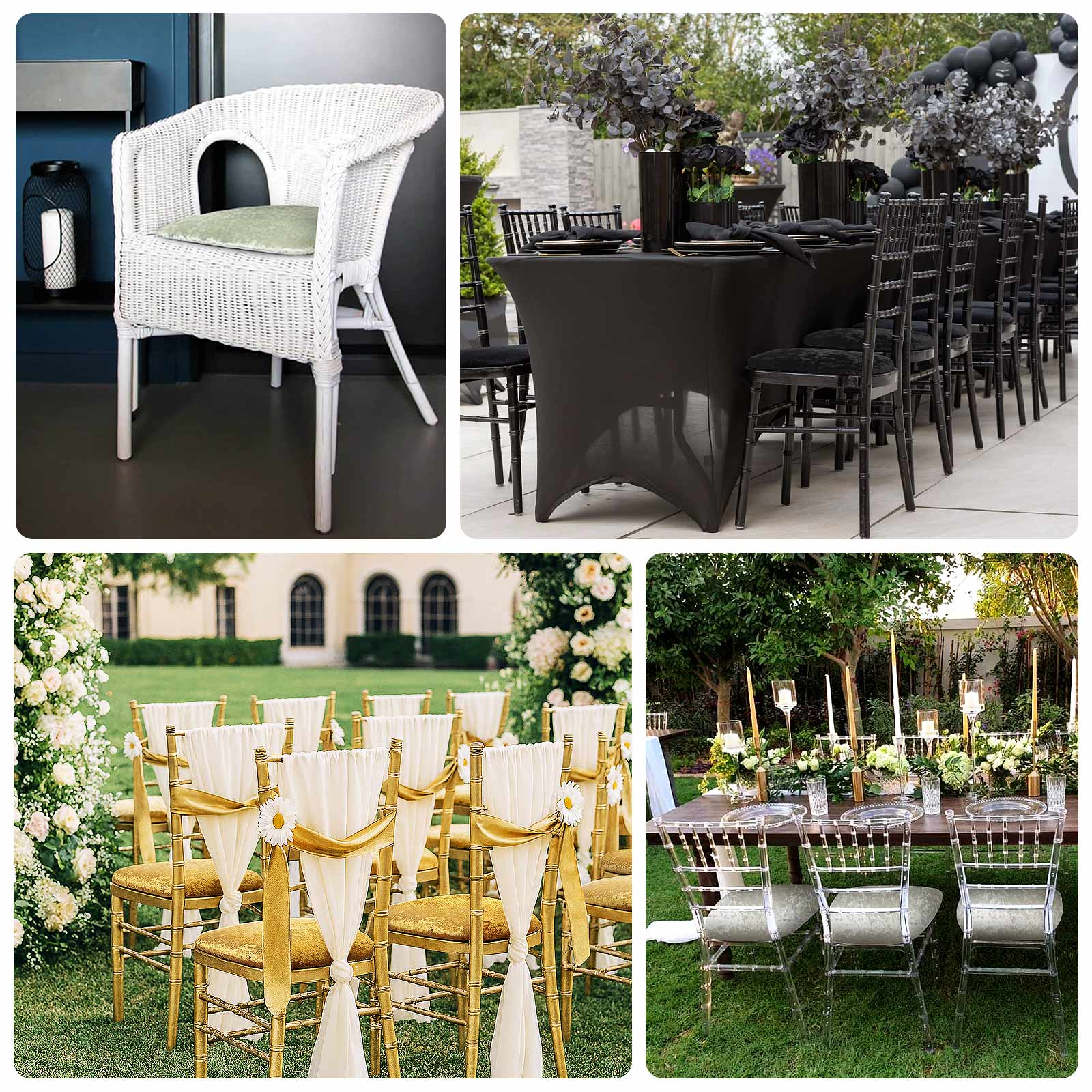 5 Pack Crushed Velvet Seat Pad Covers for Chiavari Chairs â€“ Black Fitted Dining Chair Cushion Slipcovers, Washable & Reusable - Bell Racket Store