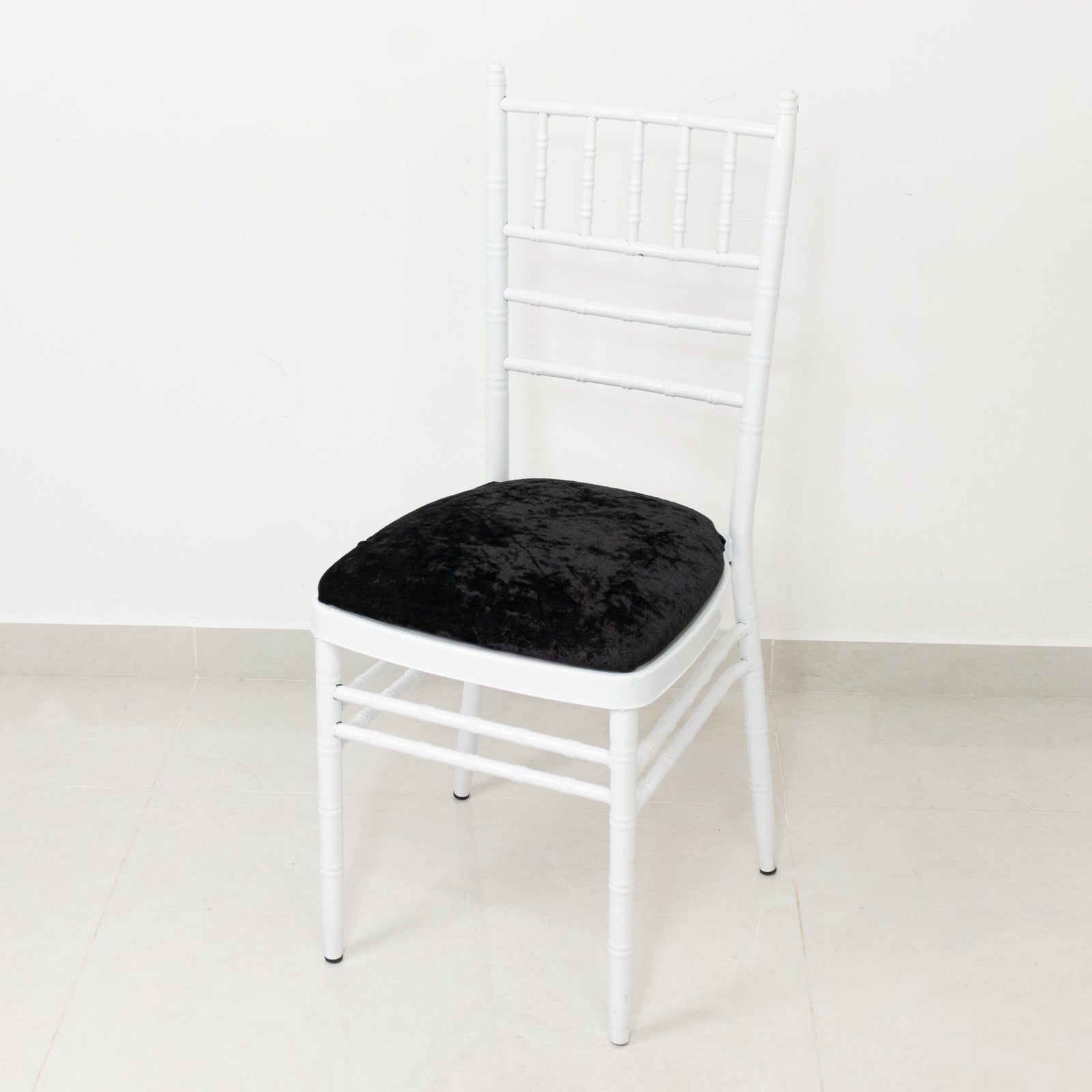 5 Pack Crushed Velvet Seat Pad Covers for Chiavari Chairs â€“ Black Fitted Dining Chair Cushion Slipcovers, Washable & Reusable - Bell Racket Store