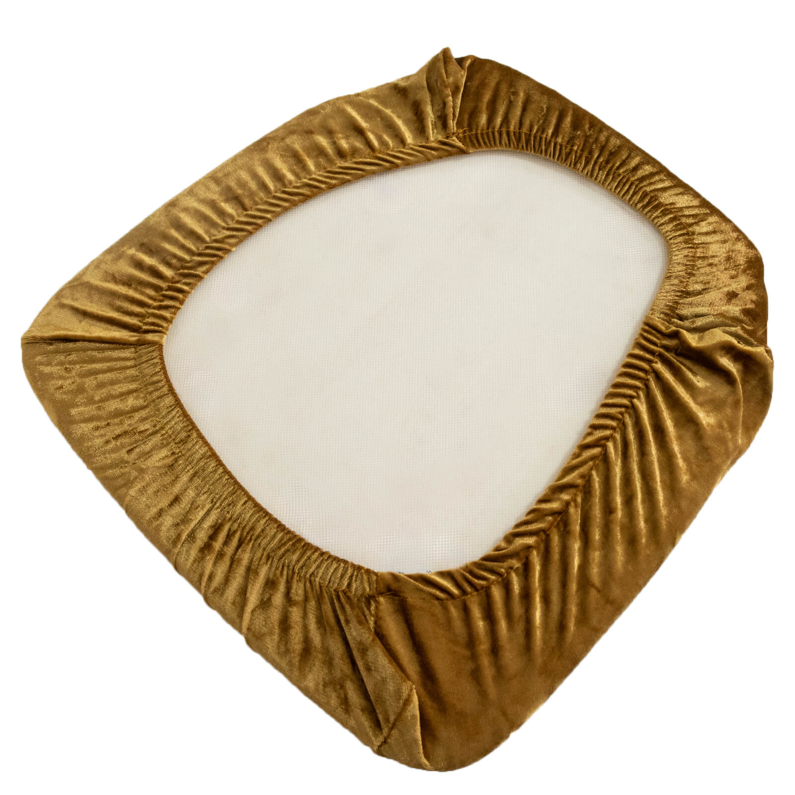 5 Pack Crushed Velvet Seat Pad Covers for Chiavari Chairs â€“ Gold Fitted Dining Chair Cushion Slipcovers, Washable & Reusable - Bell Racket Store