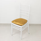 5 Pack Crushed Velvet Seat Pad Covers for Chiavari Chairs â€“ Gold Fitted Dining Chair Cushion Slipcovers, Washable & Reusable - Bell Racket Store