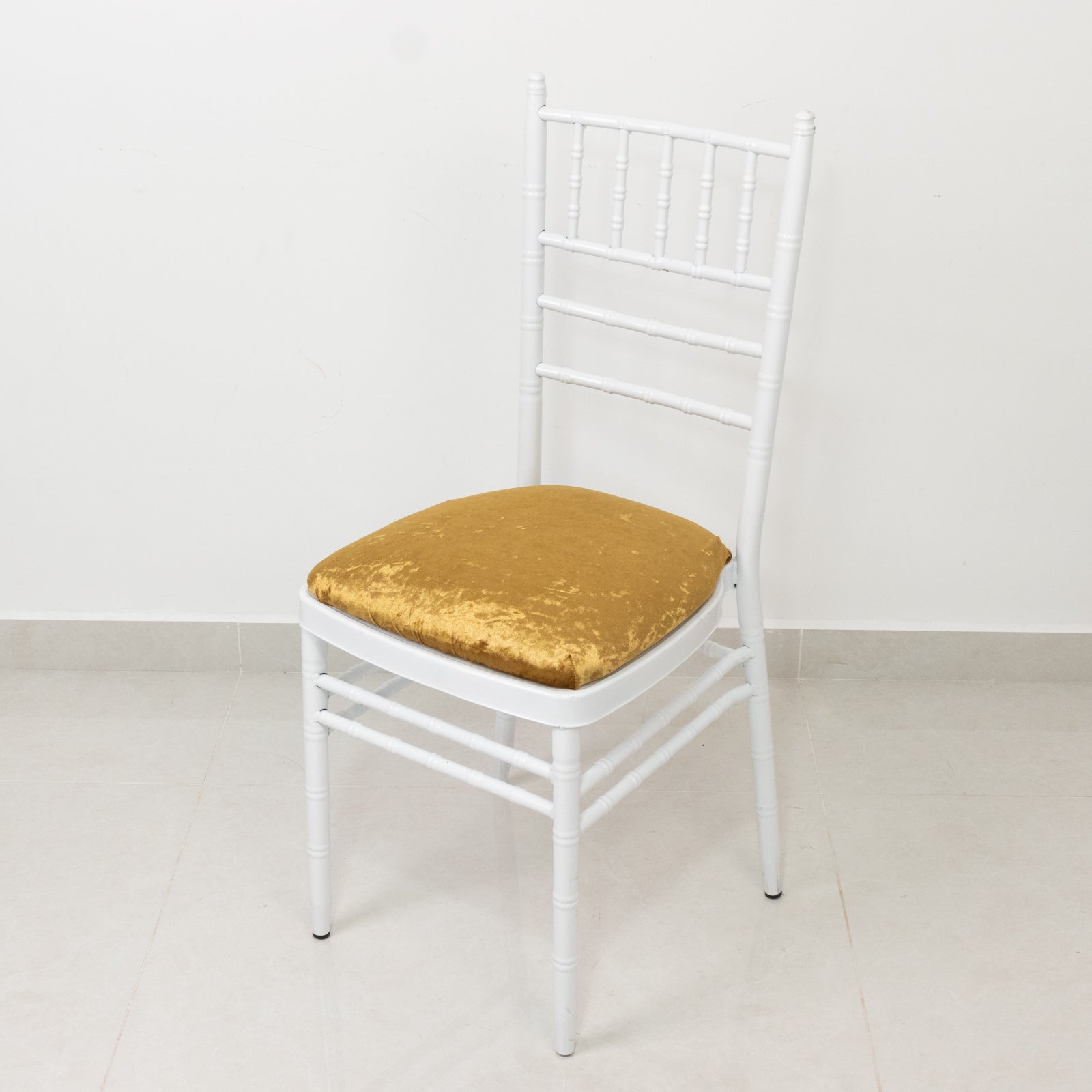 5 Pack Crushed Velvet Seat Pad Covers for Chiavari Chairs â€“ Gold Fitted Dining Chair Cushion Slipcovers, Washable & Reusable - Bell Racket Store