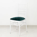5 Pack Crushed Velvet Seat Pad Covers for Chiavari Chairs â€“ Hunter Emerald Green Fitted Dining Chair Cushion Slipcovers, Washable & Reusable - Bell Racket Store