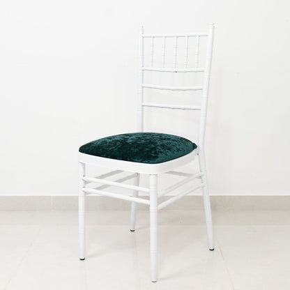 5 Pack Crushed Velvet Seat Pad Covers for Chiavari Chairs â€“ Hunter Emerald Green Fitted Dining Chair Cushion Slipcovers, Washable & Reusable - Bell Racket Store