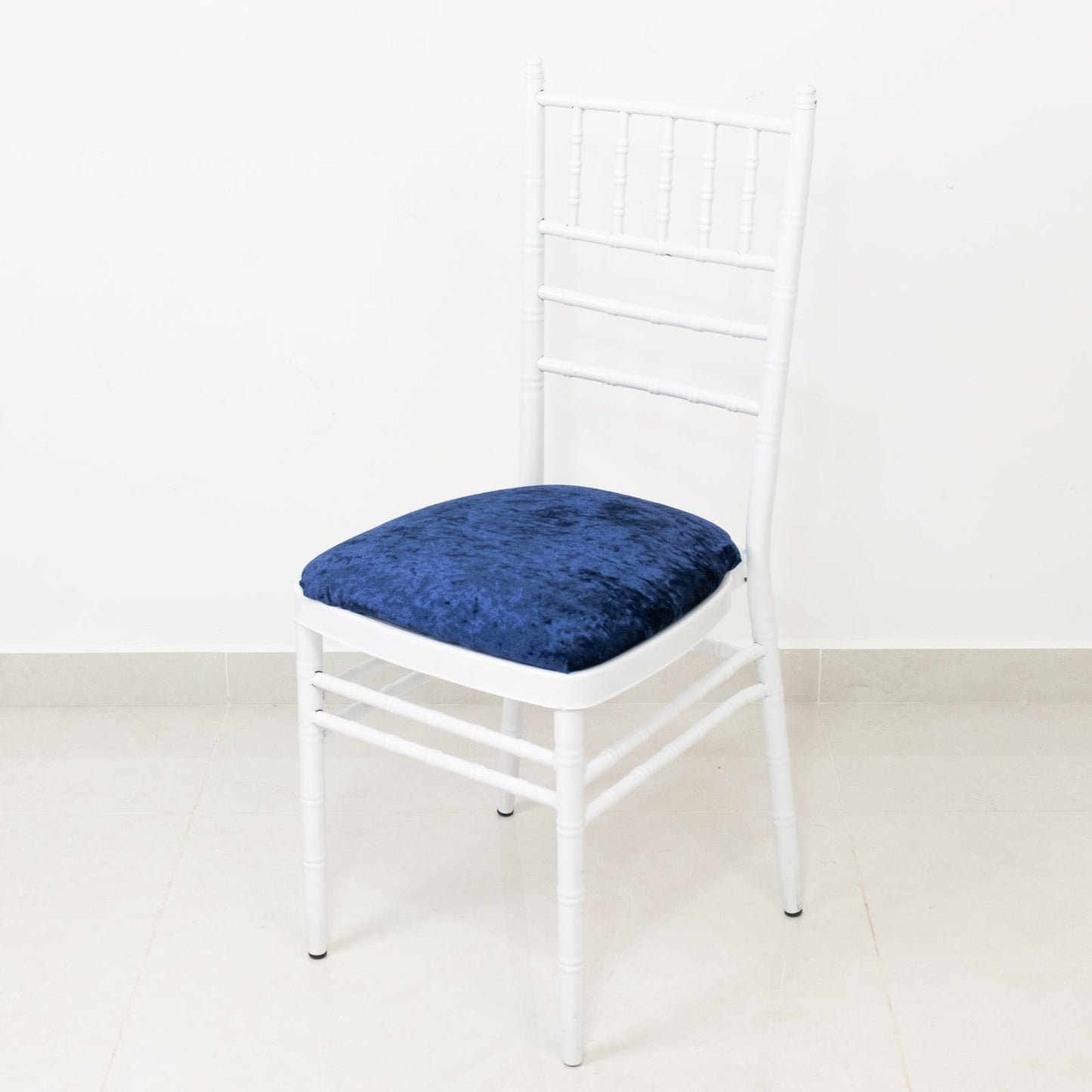 5 Pack Crushed Velvet Seat Pad Covers for Chiavari Chairs â€“ Navy Blue Fitted Dining Chair Cushion Slipcovers, Washable & Reusable - Bell Racket Store