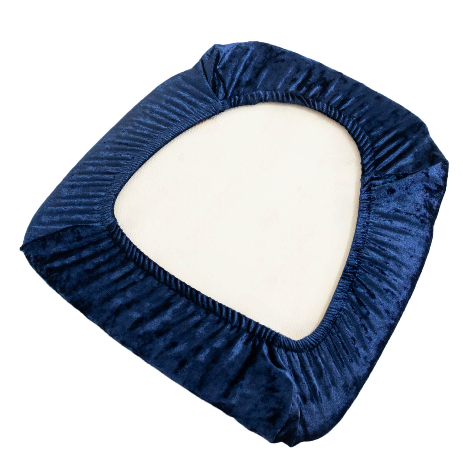 5 Pack Crushed Velvet Seat Pad Covers for Chiavari Chairs â€“ Navy Blue Fitted Dining Chair Cushion Slipcovers, Washable & Reusable - Bell Racket Store
