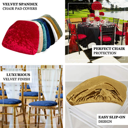 5 Pack Crushed Velvet Seat Pad Covers for Chiavari Chairs â€“ Red Fitted Dining Chair Cushion Slipcovers, Washable & Reusable - Bell Racket Store