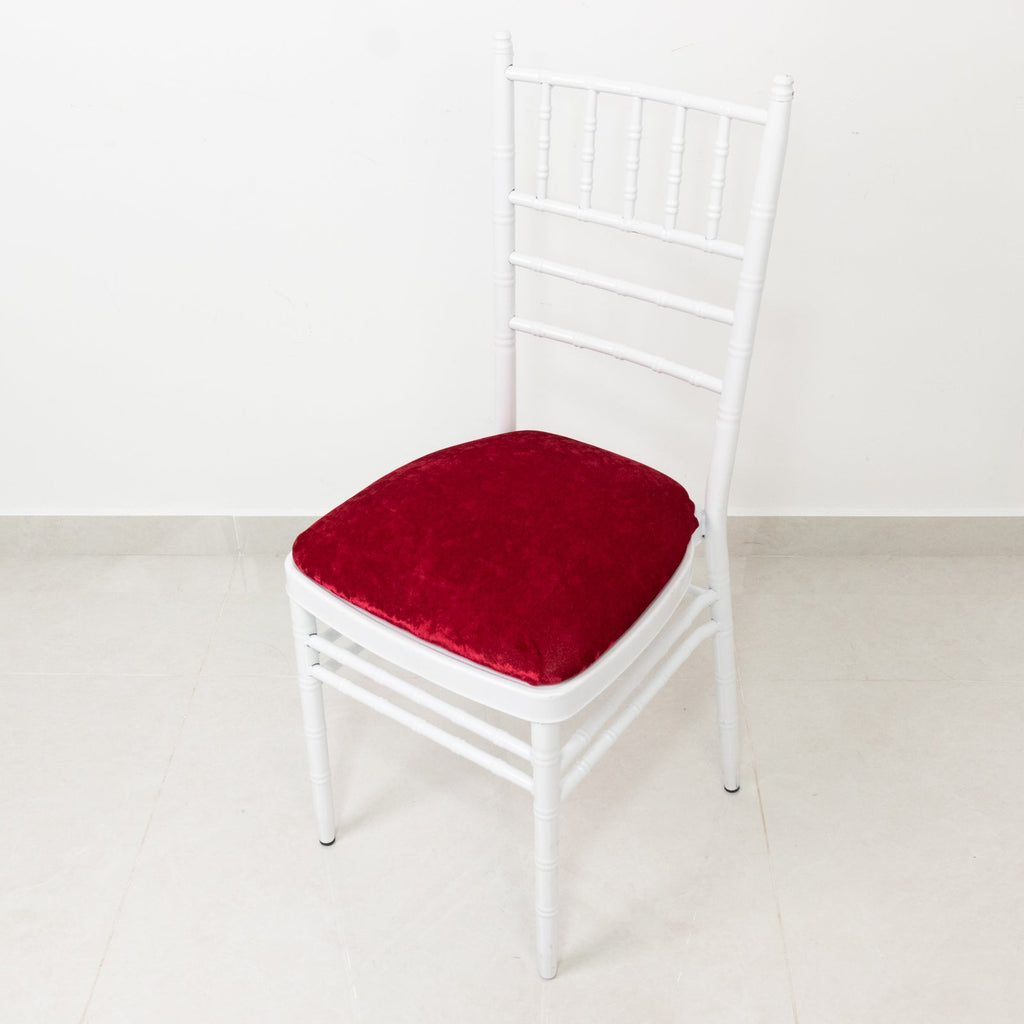 5 Pack Crushed Velvet Seat Pad Covers for Chiavari Chairs â€“ Red Fitted Dining Chair Cushion Slipcovers, Washable & Reusable - Bell Racket Store