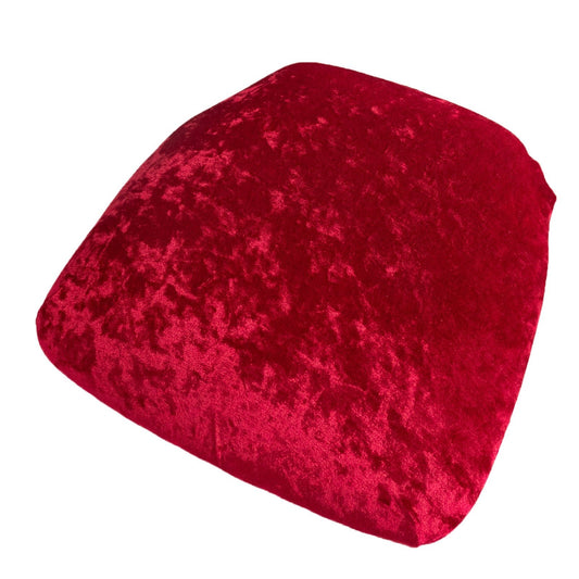 5 Pack Crushed Velvet Seat Pad Covers for Chiavari Chairs â€“ Red Fitted Dining Chair Cushion Slipcovers, Washable & Reusable - Bell Racket Store