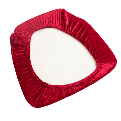 5 Pack Crushed Velvet Seat Pad Covers for Chiavari Chairs â€“ Red Fitted Dining Chair Cushion Slipcovers, Washable & Reusable - Bell Racket Store