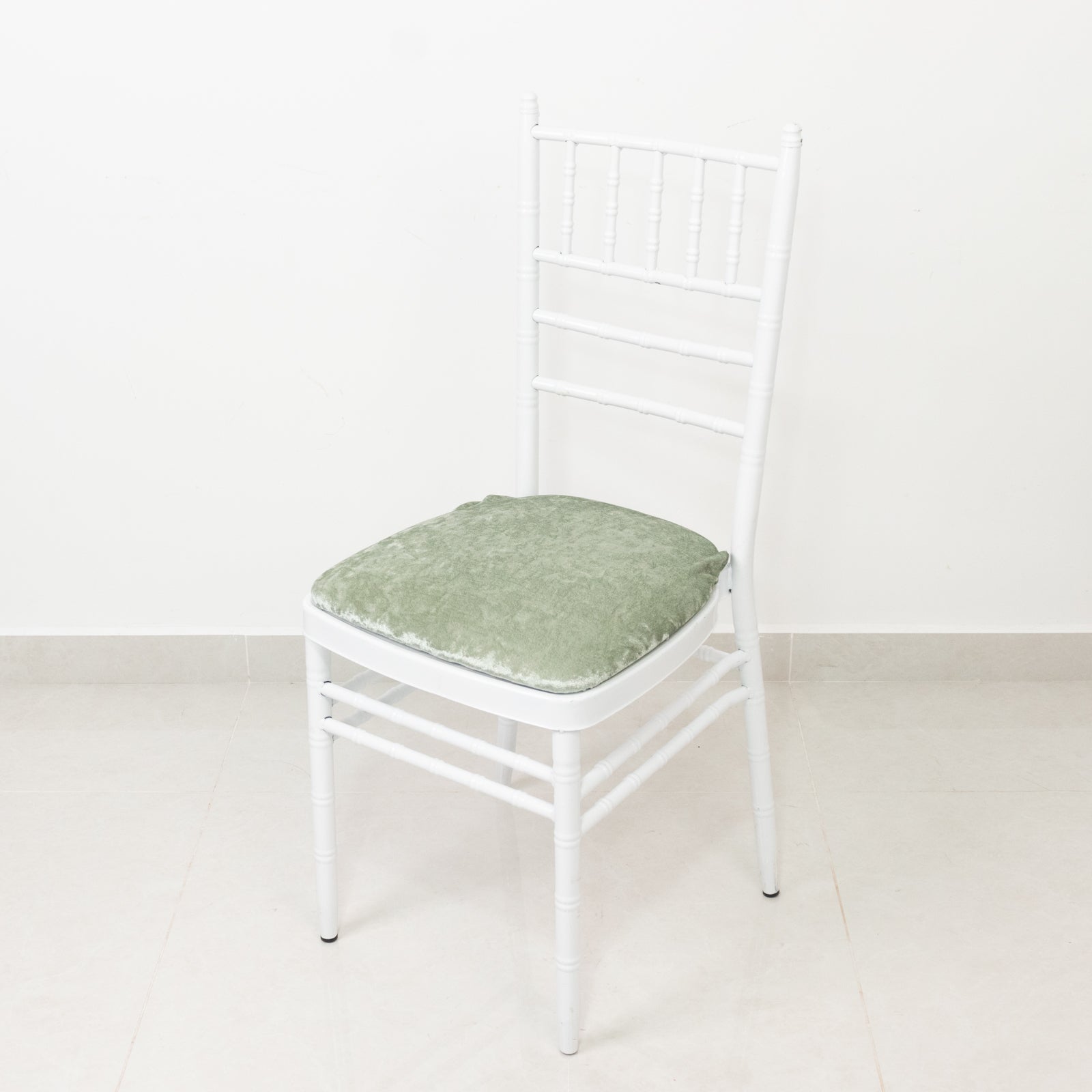 5 Pack Crushed Velvet Seat Pad Covers for Chiavari Chairs â€“ Sage Green Fitted Dining Chair Cushion Slipcovers, Washable & Reusable - Bell Racket Store