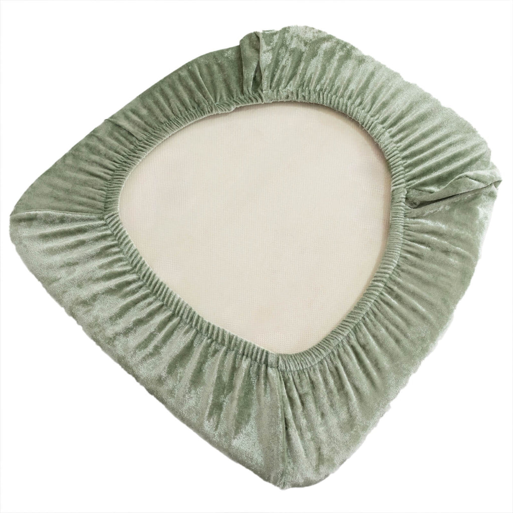 5 Pack Crushed Velvet Seat Pad Covers for Chiavari Chairs â€“ Sage Green Fitted Dining Chair Cushion Slipcovers, Washable & Reusable - Bell Racket Store