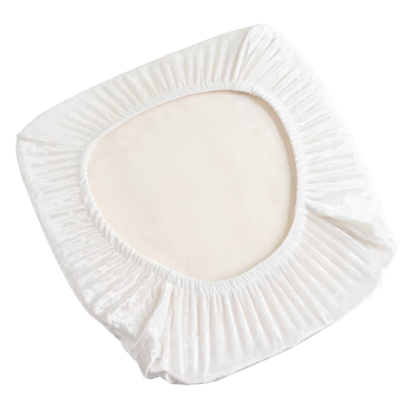 5 Pack Crushed Velvet Seat Pad Covers for Chiavari Chairs â€“ White Fitted Dining Chair Cushion Slipcovers, Washable & Reusable - Bell Racket Store
