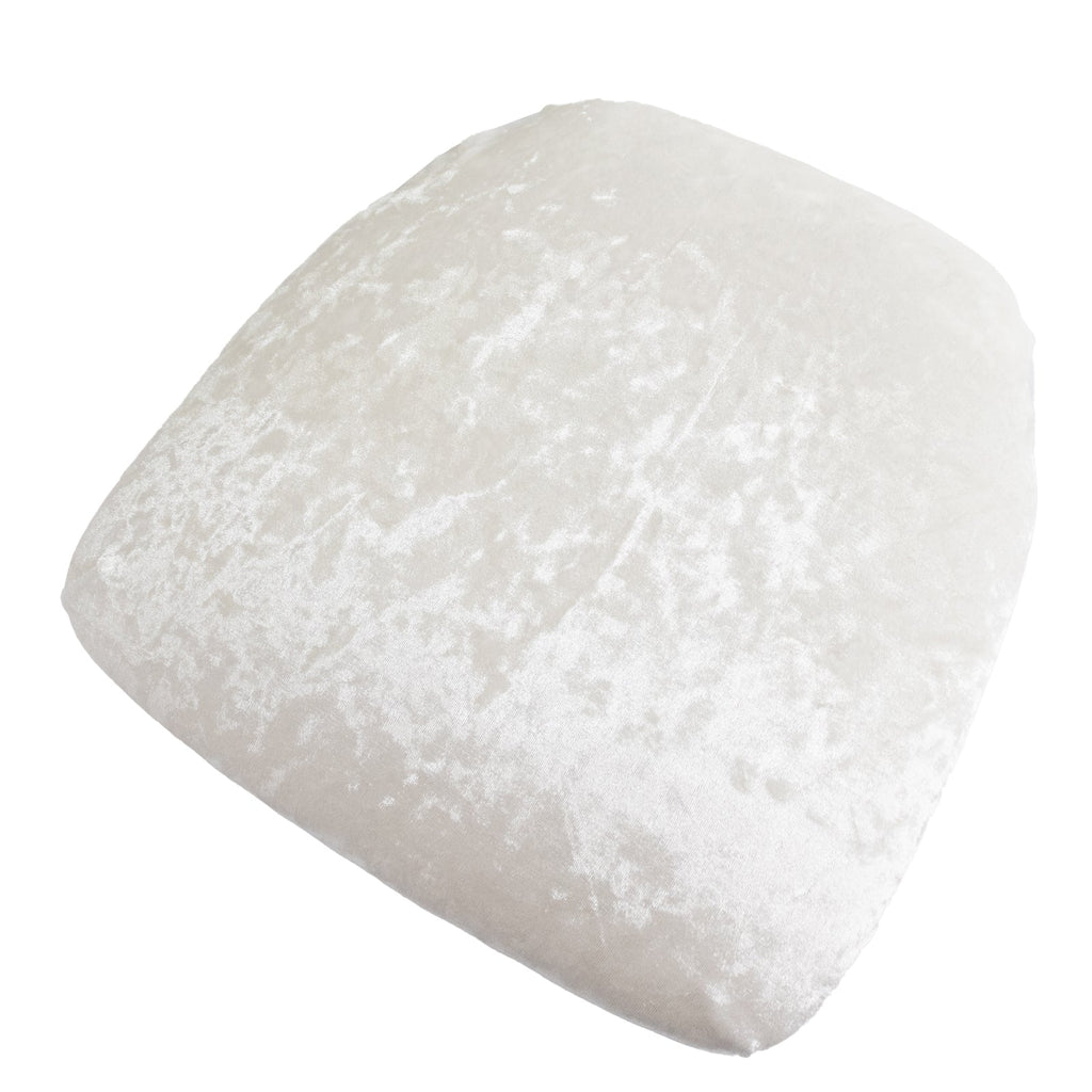 5 Pack Crushed Velvet Seat Pad Covers for Chiavari Chairs â€“ White Fitted Dining Chair Cushion Slipcovers, Washable & Reusable - Bell Racket Store