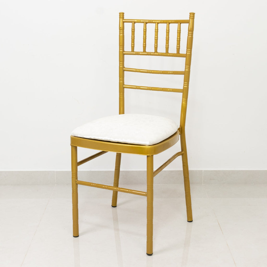 5 Pack Crushed Velvet Seat Pad Covers for Chiavari Chairs â€“ White Fitted Dining Chair Cushion Slipcovers, Washable & Reusable - Bell Racket Store