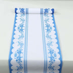 5 Pack Disposable Table Runners 11"x108" White with Blue Ornate Floral Prints - Non - woven Stylish Kitchen Dining Table Decor - Bell Racket Store