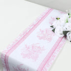 5 Pack Disposable Table Runners 11"x108" White with Pink Floral Pattern - Non - woven Stylish Kitchen Dining Table Decor - Bell Racket Store