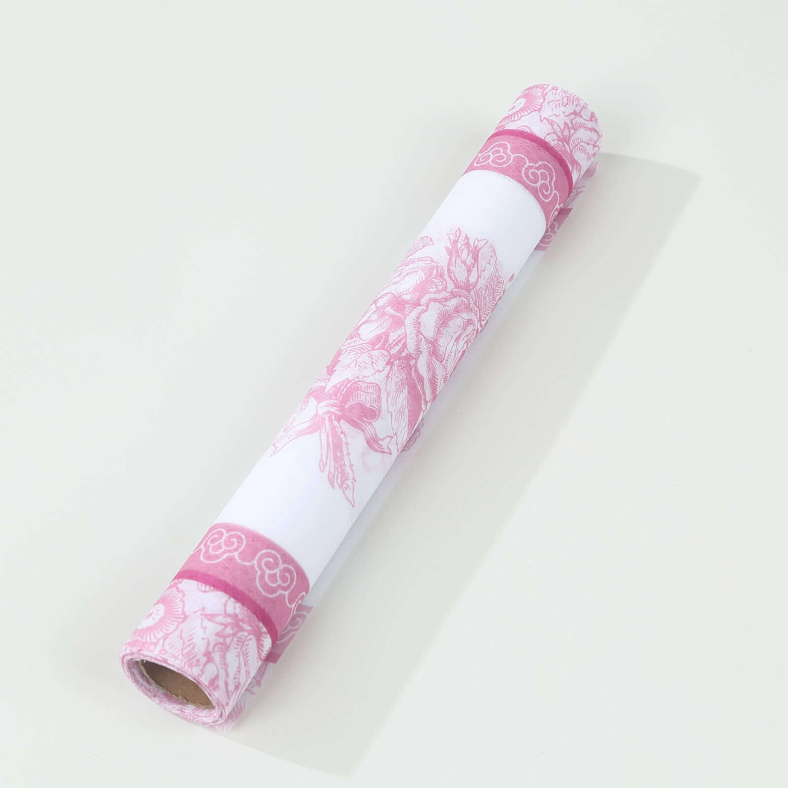 5 Pack Disposable Table Runners 11"x108" White with Pink Floral Pattern - Non - woven Stylish Kitchen Dining Table Decor - Bell Racket Store