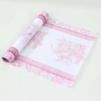 5 Pack Disposable Table Runners 11"x108" White with Pink Floral Pattern - Non - woven Stylish Kitchen Dining Table Decor - Bell Racket Store