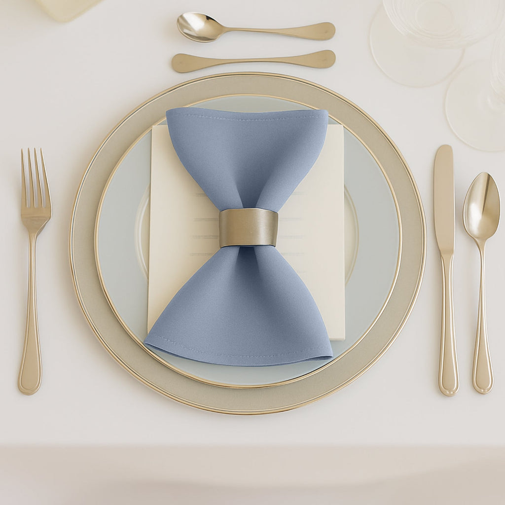5 Pack Dusty Blue Scuba Napkins â€“ 17"x17", Wrinkle - Free & Stain Resistant Cloth Napkins - Bell Racket Store