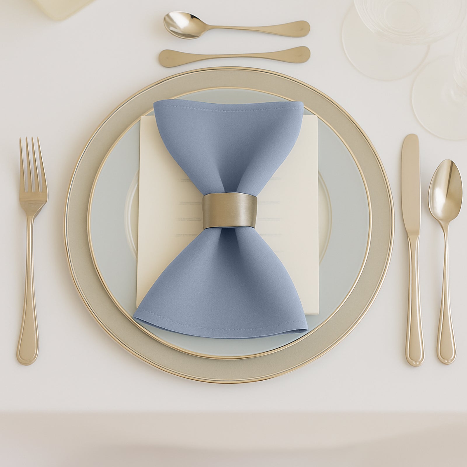 5 Pack Dusty Blue Scuba Napkins â€“ 17"x17", Wrinkle - Free & Stain Resistant Cloth Napkins - Bell Racket Store