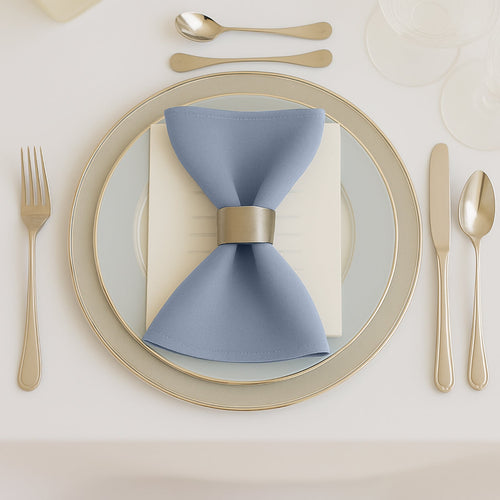 5 Pack Dusty Blue Scuba Napkins â€“ 17"x17", Wrinkle - Free & Stain Resistant Cloth Napkins - Bell Racket Store