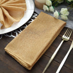 5 Pack Faux Jute 19"x19" Napkins Gold - Authentic Burlap Look Cloth Napkins for Rustic Boho Weddings & Parties - Bell Racket Store