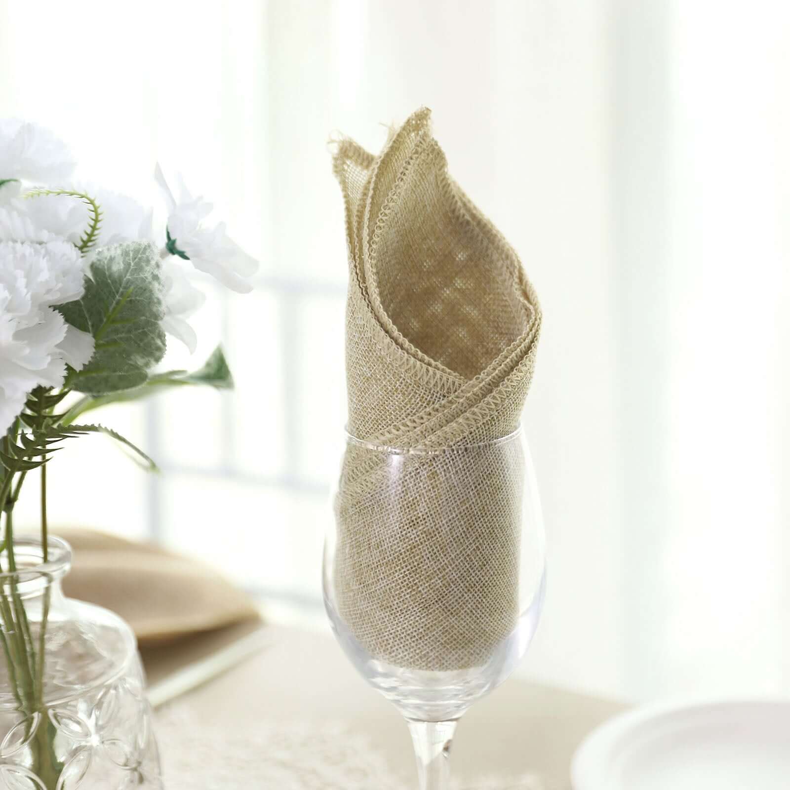 5 Pack Faux Jute 19"x19" Napkins Natural - Authentic Burlap Look Cloth Napkins - Bell Racket Store