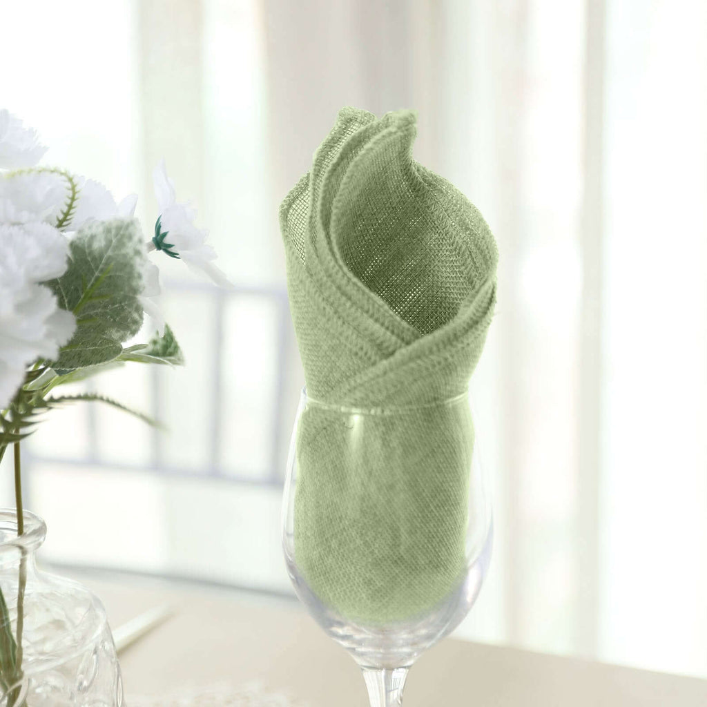 5 Pack Faux Jute 19"x19" Napkins Sage Green - Authentic Burlap Look Cloth Napkins - Bell Racket Store